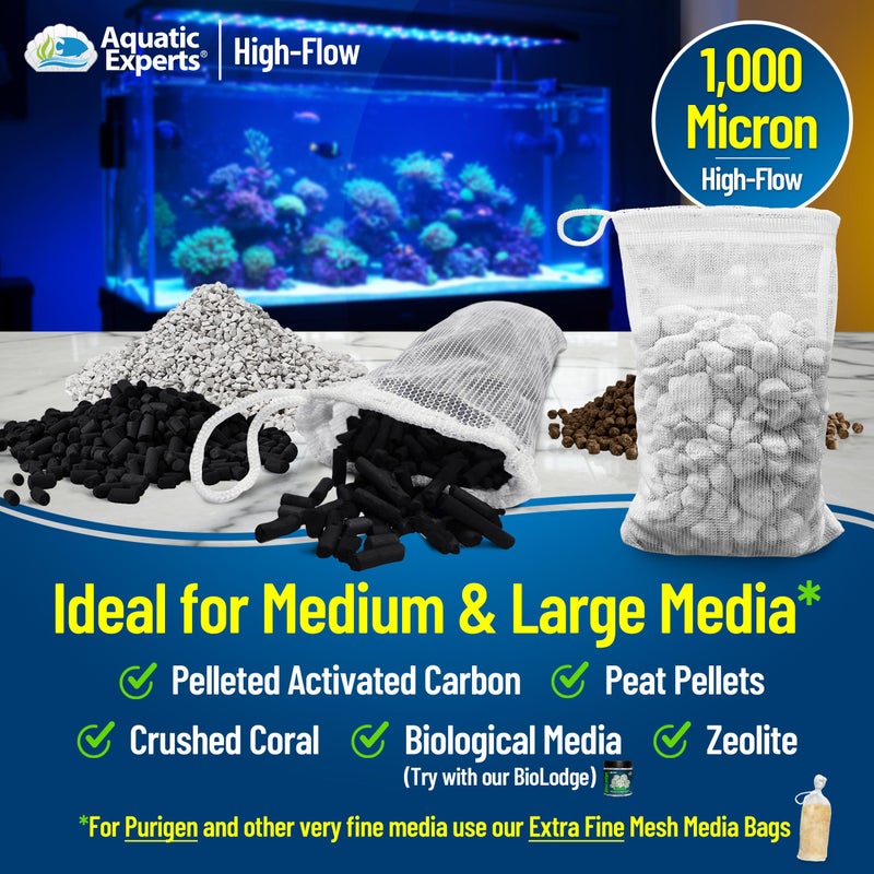 Aquatic Experts High Flow Filter Media Bag - Durable Filter Bags for Fish Tank, Secure Aquarium Media Bag with Drawstring, Media Bags for Aquarium and Pond, High Flow (White), 3â€ x 4â€ â€“ 4 Pack - Image 3